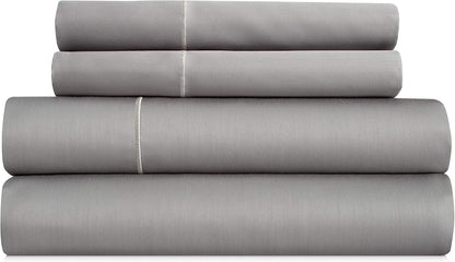 1000 Thread Count Queen Size Bed Sheet Set - Silver, Sateen Weave Luxury Deep Pocket Sheets