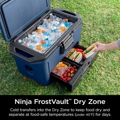 Ninja FrostVault 50qt Hard Cooler with Dry Zone | Integrated Fridge-Temp Dry Storage Drawer | Premium Heavy-Duty Insulated Cooler | Keeps Ice Cold for Days | Spanish Moss | FB151GN1