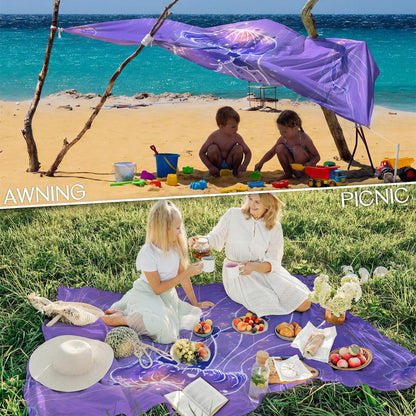BYDOLL Beach Blanket Waterproof Sandproof Large Sand Free,78''X81''/10'X9' Oversized Sandless Lightweight Blanket Picnic Mat for Beach Travel Camping Hiking with Stakes