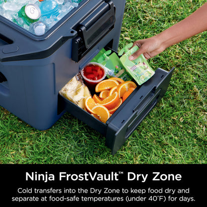 Ninja FrostVault 50qt Hard Cooler with Dry Zone | Integrated Fridge-Temp Dry Storage Drawer | Premium Heavy-Duty Insulated Cooler | Keeps Ice Cold for Days | Spanish Moss | FB151GN1