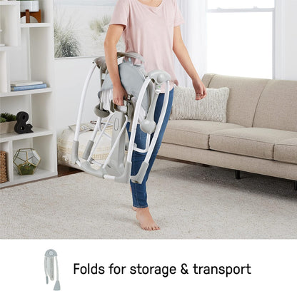 Ingenuity ConvertMe 2-in-1 Kompakte tragbare automatische Babyschaukel & Babysitz, batteriebetriebene Vibrationen, Naturgeräusche, 0-9 Monate 2,7-9 kg (Raylan)