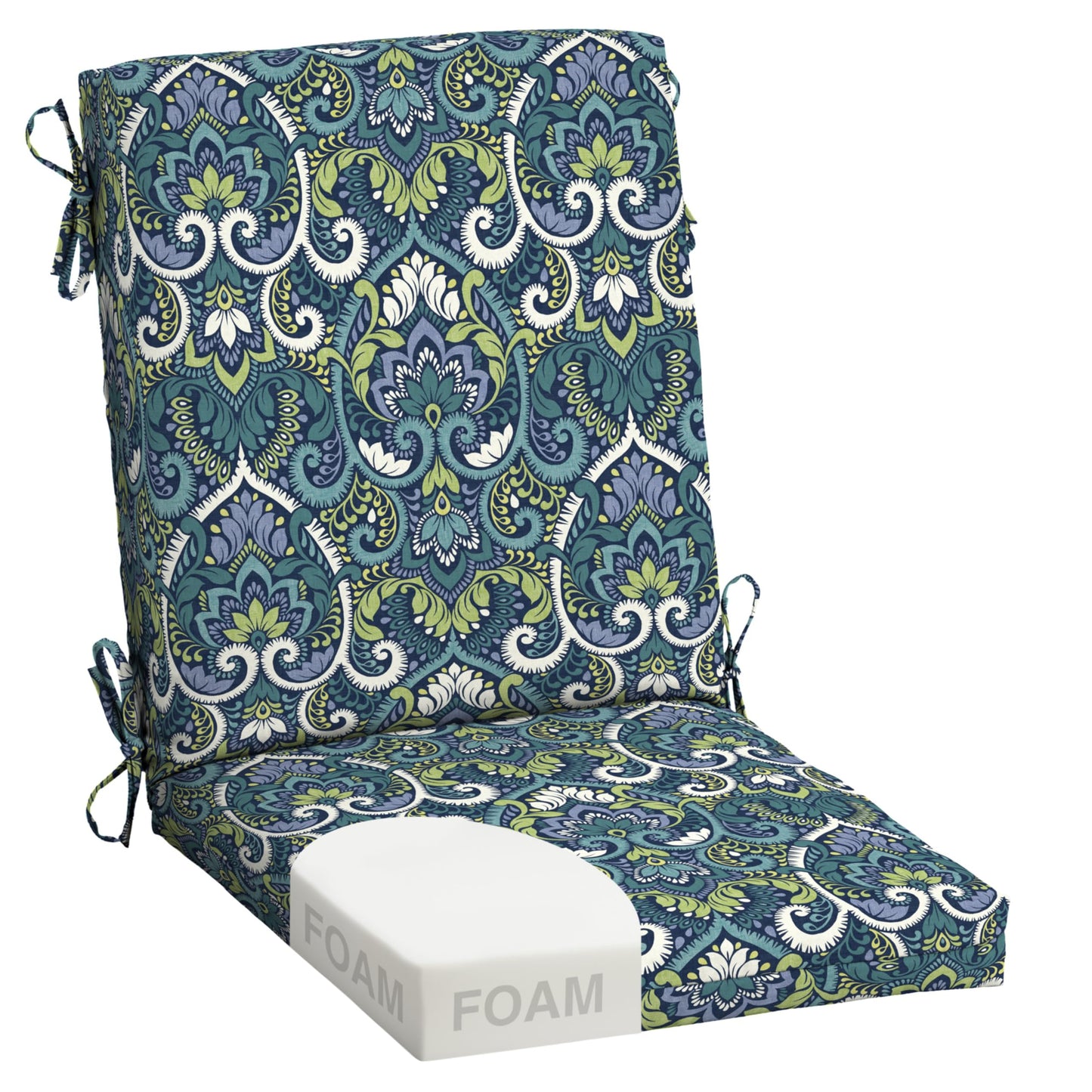 Arden 2-Pack Outdoor Patio Dining Chair Cushion, 20x44, Rain-Proof Seat Pad, Fade-Resistant Outdoor Cushion Black Cabana Stripe
