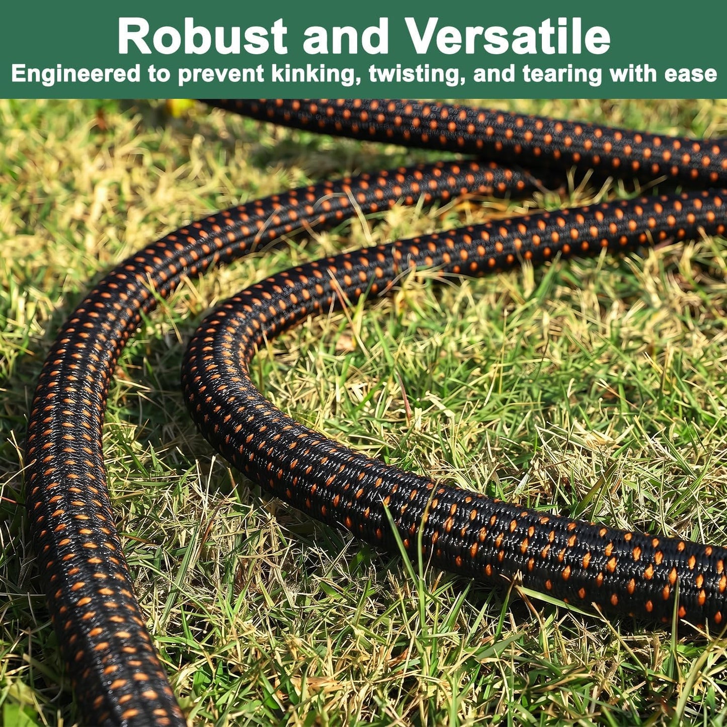 50FT Flexible Garden Hose & 10Modes Nozzle,None Expanding Lightweight Water Hose,Kink-Free,All-Weather 3/4 in. Hose for RV,Boat,Car Wash,Garden,Yard,Camper,Outdoor (Orange-Black, 50 Feet)