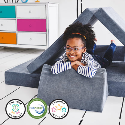 Yourigami Kids and Toddler Play Gym, Playroom Couch Set, Durable Modular Design, Green Meadows