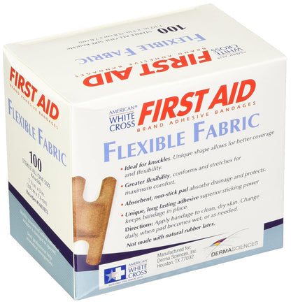 American White Cross 1602033 Fabric Adhesive Strips, Sterile, Lightweight, 1-1/2" Width, 3" Knuckle, Pack of 1200
