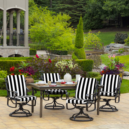 Arden 2-Pack Outdoor Patio Dining Chair Cushion, 20x44, Rain-Proof Seat Pad, Fade-Resistant Outdoor Cushion Black Cabana Stripe