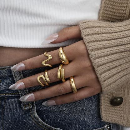 YEEZII Chunky Gold Rings for Women Non Tarnish, 18K Gold Plated Stackable Thumb Ring, Statement Women Rings Set