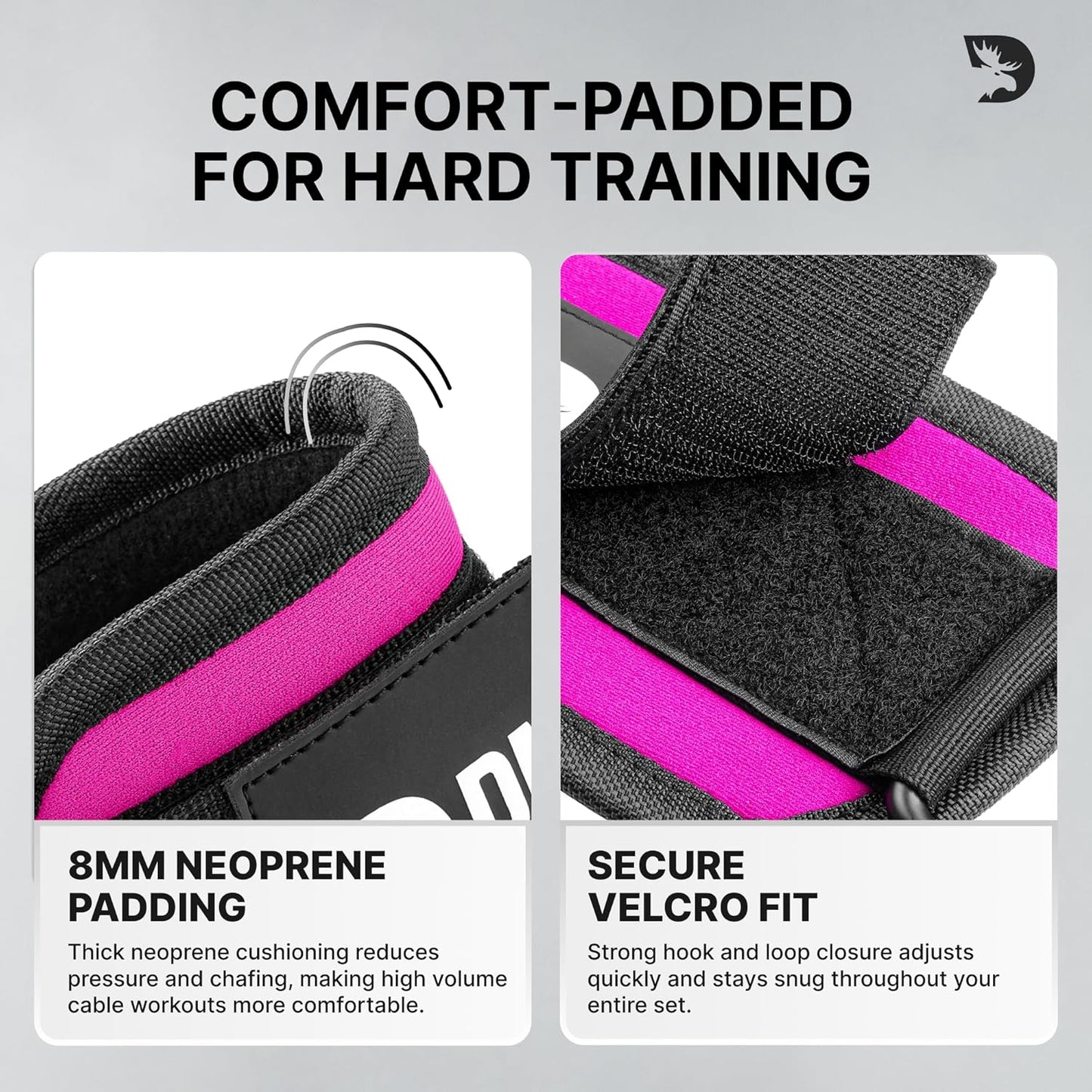 DMoose Ankle Strap for Cable Machine - One Size Fit with Premium Padding, Workout Kickback Ankle Cuffs, Ankle Bands for Working Out, Booty Workouts, Leg Extension, Hip Abductors & Lower Body Exercises