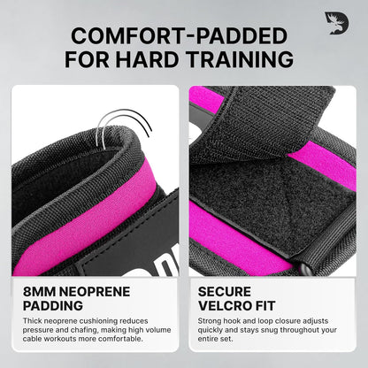 DMoose Ankle Strap for Cable Machine - One Size Fit with Premium Padding, Workout Kickback Ankle Cuffs, Ankle Bands for Working Out, Booty Workouts, Leg Extension, Hip Abductors & Lower Body Exercises