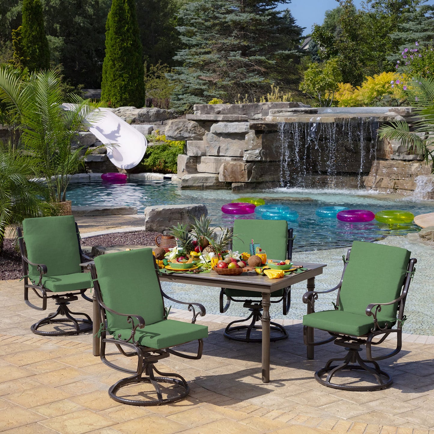 Arden 2-Pack Outdoor Patio Dining Chair Cushion, 20x44, Rain-Proof Seat Pad, Fade-Resistant Outdoor Cushion Black Cabana Stripe
