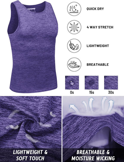 TACVASEN Herren Tanktops Schnelltrocknend Ärmelloses Workout Muskelshirt Sport Bodybuilding Fitness Performance T-Shirts