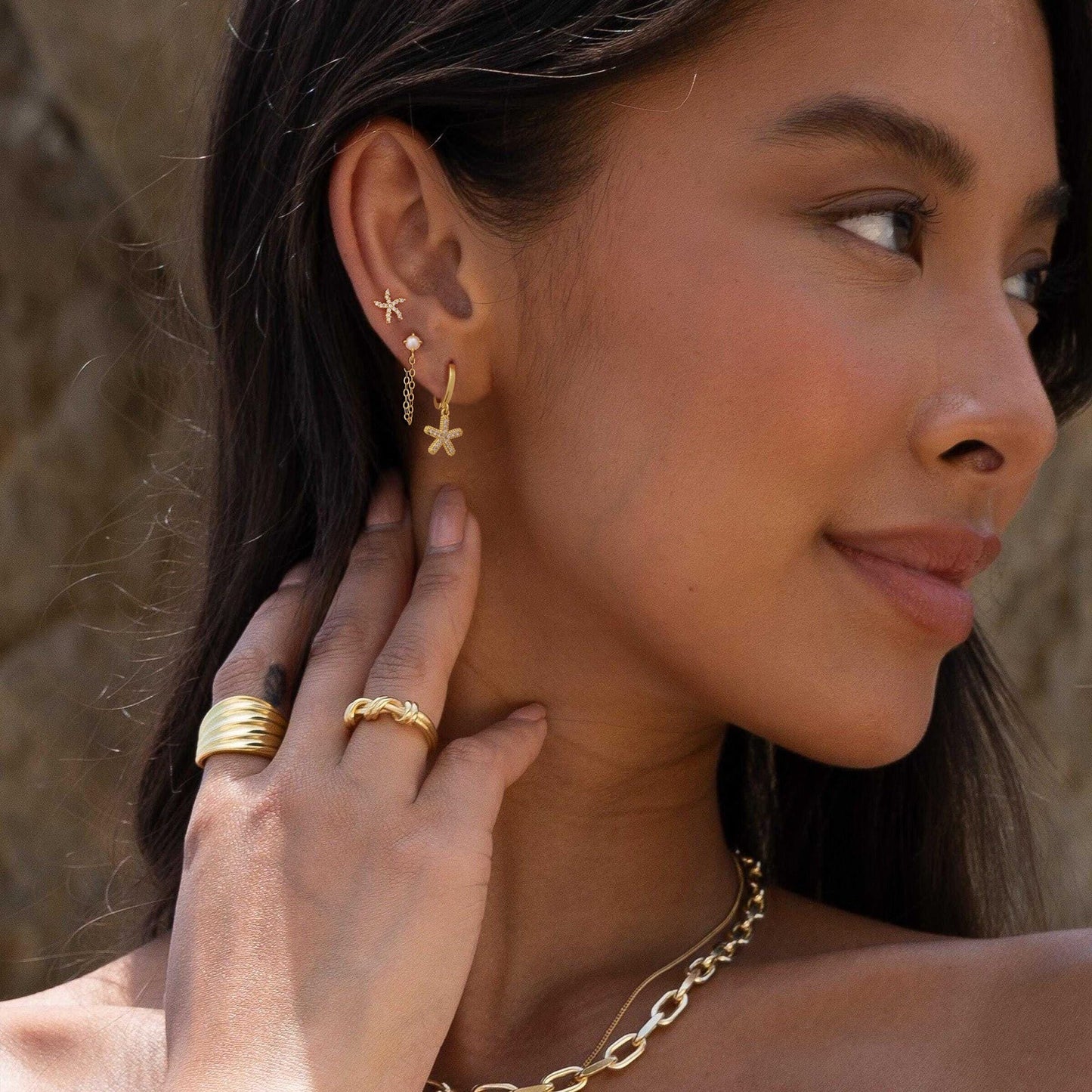 Gold Earrings For Women, Dainty Huggie Earrings Stack 14K Gold Plated Pearl Dangle Earrings for Women Trendy Cute Hypoallergenic Unique Gold Earring Stack Fashion Gold Jewelry Gifts
