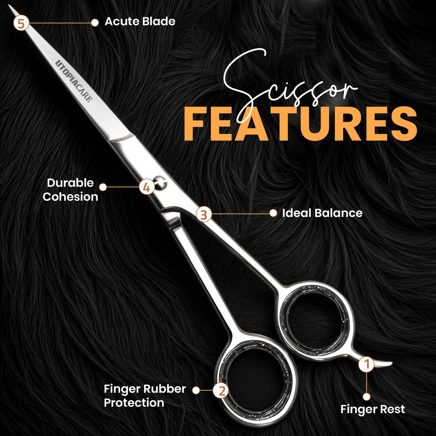 Utopia Care Haarschneide- und professionelle Friseurschere 6,5 Zoll, Premium Edelstahl Schere mit glattem Rasiermesser und scharfen Klingen für Salons, Männer, Frauen und Kinder, Silber