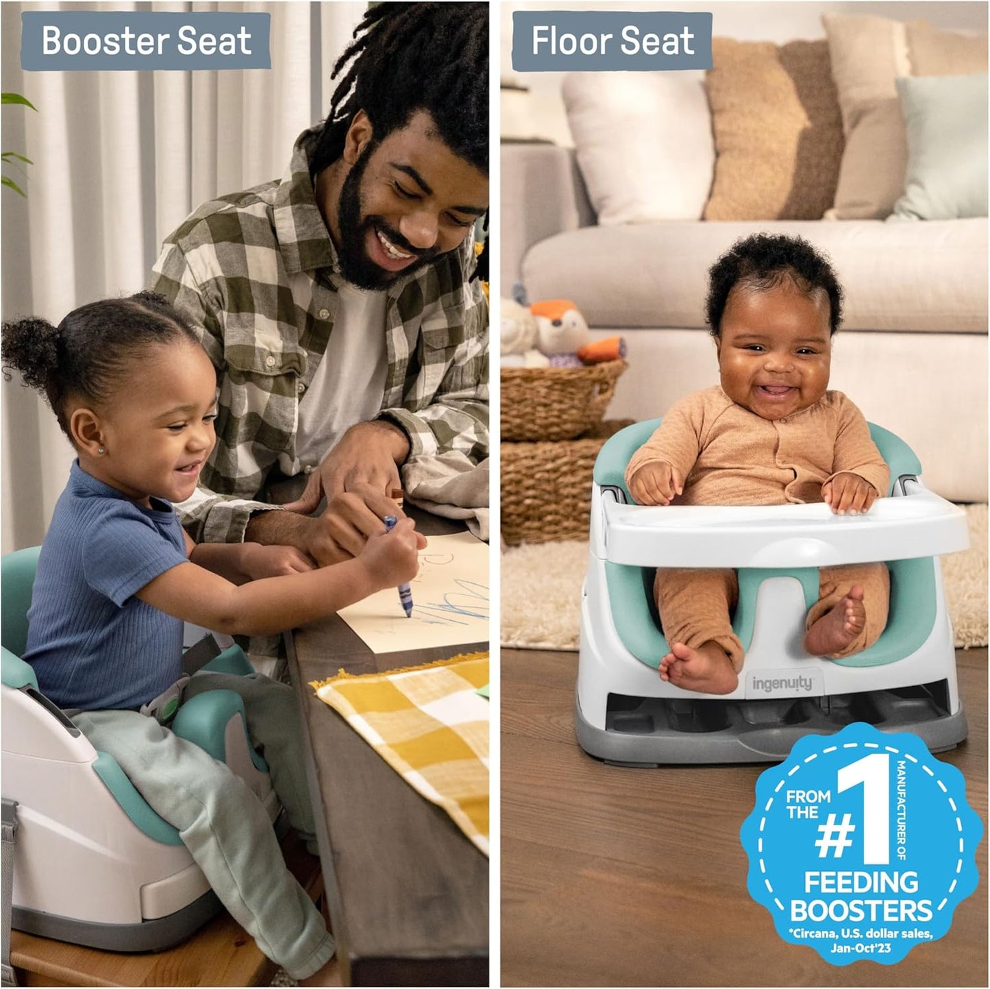 Ingenuity Baby Base 2-in-1 Sitzerhöhung mit Esstablett – Night Sky