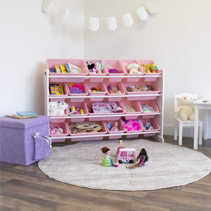 Humble Crew Toy Storage Organizer with 20 Removable Storage Bins for Kids Playroom, 4-Tier Toddler Toy Organization and Storage, Natural/White