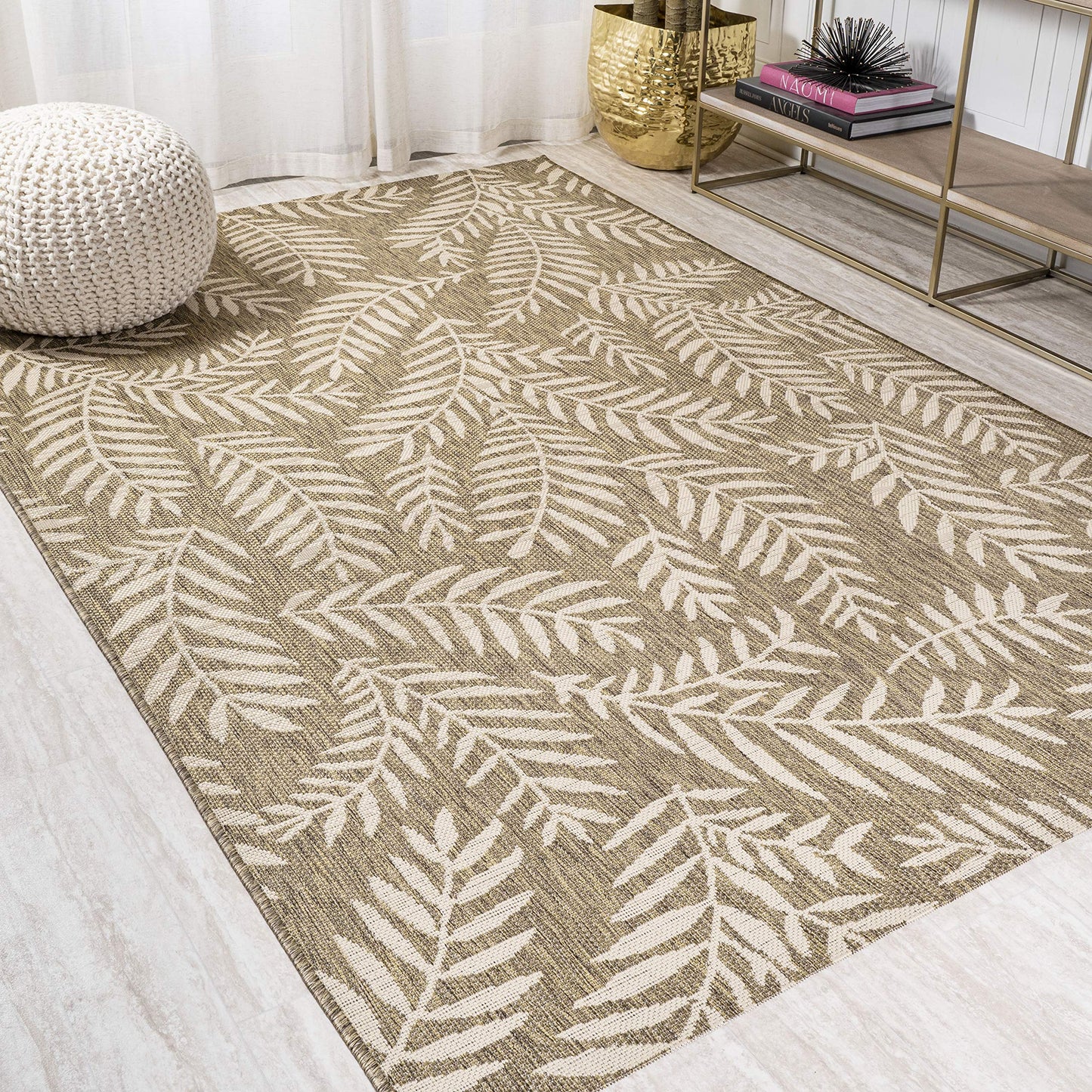 JONATHAN Y Palm Frond Indoor Outdoor Runner Rug 2X10 Orange/Cream, Nevis for Backyard, Patio, Porch, Easy-Cleaning, High Traffic, Pet-Friendly, Non-Shedding (SMB119E-210)