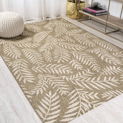 JONATHAN Y Palm Frond Indoor Outdoor Runner Rug 2X10 Orange/Cream, Nevis for Backyard, Patio, Porch, Easy-Cleaning, High Traffic, Pet-Friendly, Non-Shedding (SMB119E-210)