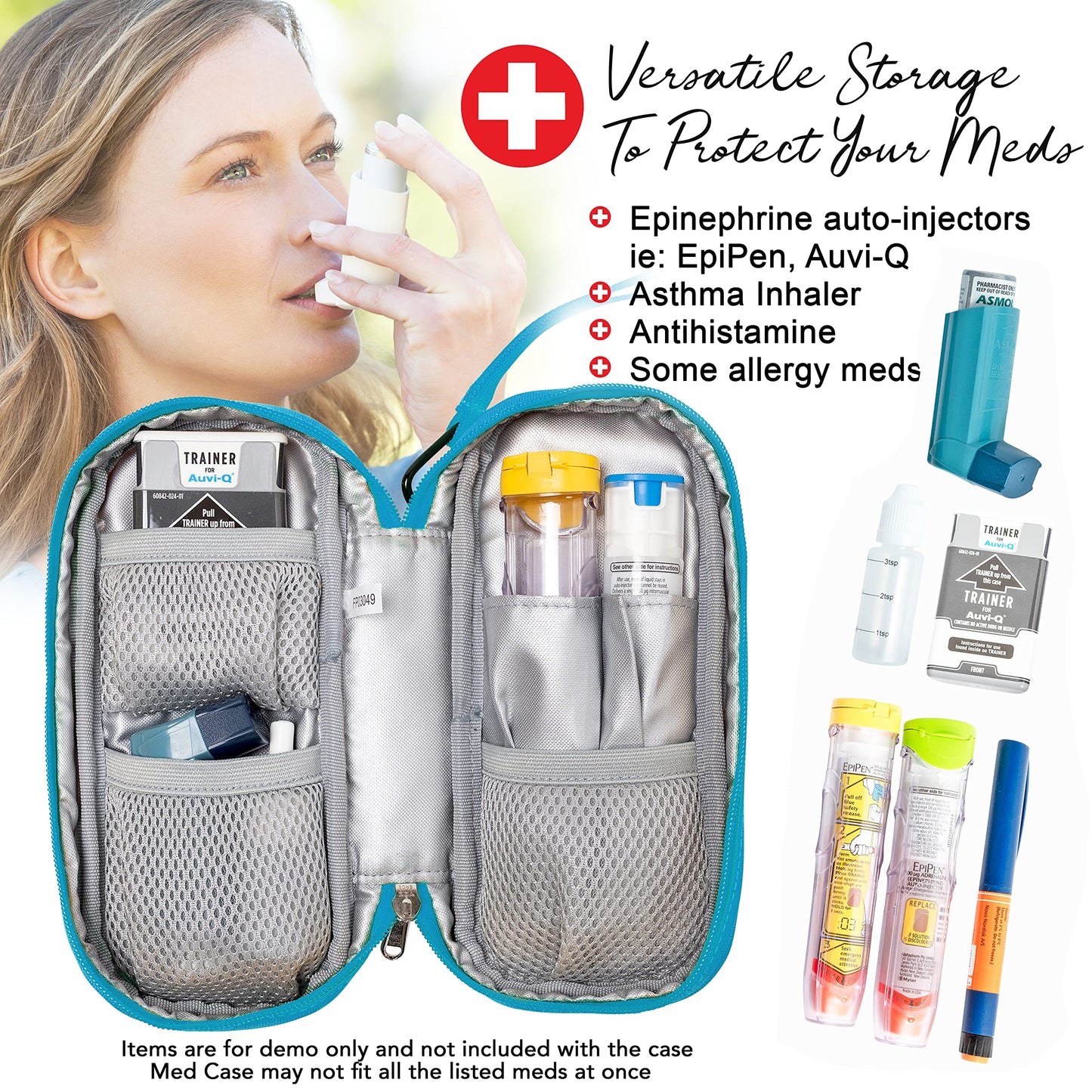 PracMedic Bags Epipen Carry Case– Insulated Epi Pens Carrying Case for Epipens, Auvi-Q, Inhaler, Allergy Medication & Diabetes Supply– Durable Emergency Medical Pouch for Travel (Red)