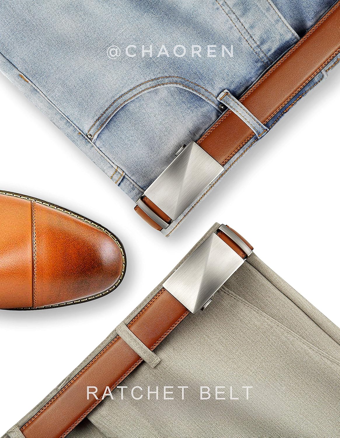 CHAOREN Mens Belt Leather Belts for Men Ratchet Belt, Customizable Fit (35mm)