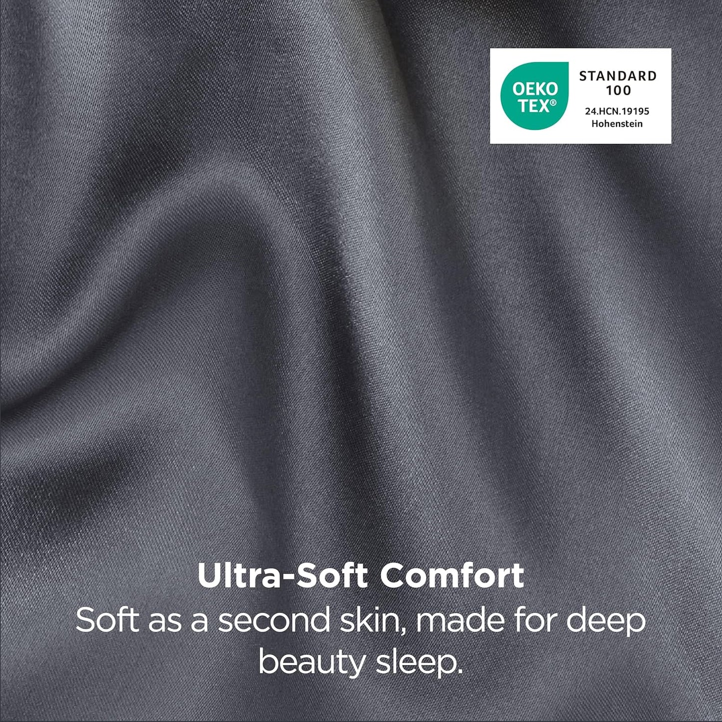 Bedsure Satin-Kissenbezug, Queen-Size, 2er-Pack, Seidenkissenbezügen ähnlich, seidige Kissenhüllen mit Hotelverschluss, Raumdeko, Valentinsgeschenke für Frauen und Männer, Grau, 50x75 cm