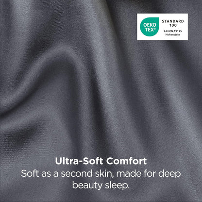 Bedsure Satin-Kissenbezug, Queen-Size, 2er-Pack, Seidenkissenbezügen ähnlich, seidige Kissenhüllen mit Hotelverschluss, Raumdeko, Valentinsgeschenke für Frauen und Männer, Grau, 50x75 cm