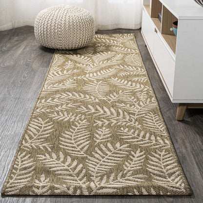 JONATHAN Y Palm Frond Indoor Outdoor Runner Rug 2X10 Orange/Cream, Nevis for Backyard, Patio, Porch, Easy-Cleaning, High Traffic, Pet-Friendly, Non-Shedding (SMB119E-210)