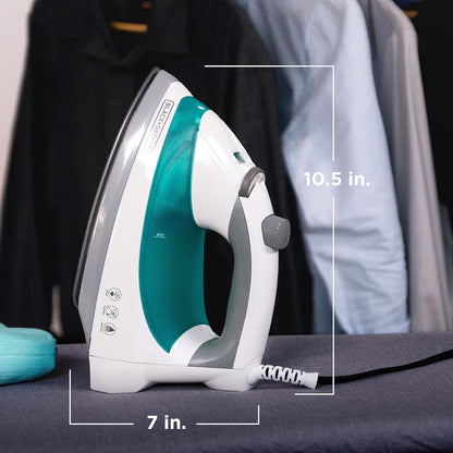 Black+Decker Leichtes Dampfbügeleisen für Kleidung, Smart Steam Technologie, Antihaftsohle, Türkis, 1200W, IR0820C