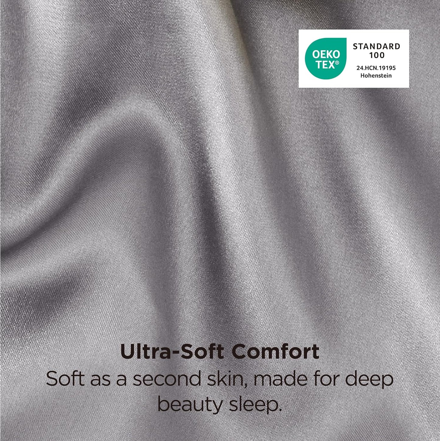 Bedsure Satin-Kissenbezug, Queen-Size, 2er-Pack, Seidenkissenbezügen ähnlich, seidige Kissenhüllen mit Hotelverschluss, Raumdeko, Valentinsgeschenke für Frauen und Männer, Grau, 50x75 cm