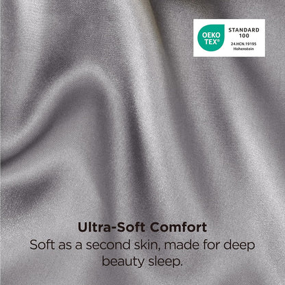 Bedsure Satin-Kissenbezug, Queen-Size, 2er-Pack, Seidenkissenbezügen ähnlich, seidige Kissenhüllen mit Hotelverschluss, Raumdeko, Valentinsgeschenke für Frauen und Männer, Grau, 50x75 cm