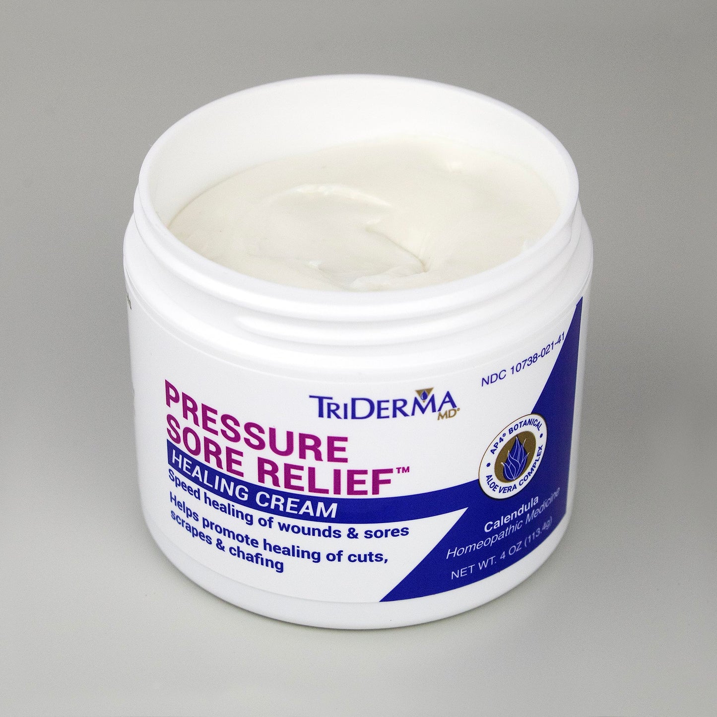 TriDerma MD Pressure Sore Relief Healing Cream for Bed Sores, Pressure Sores, Wound Healing, Chafed Skin and Hard-to-Heal Skin Sores with Calendula and AP4 Aloe Vera Gel, 4 oz Tube
