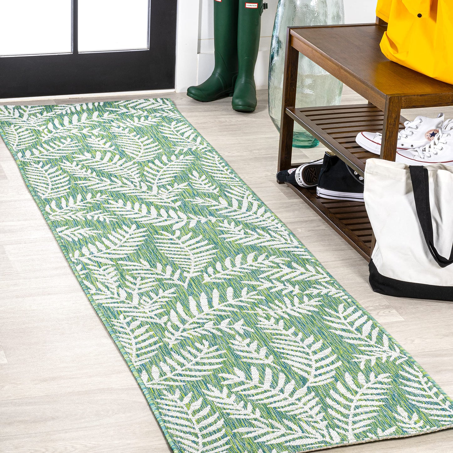 JONATHAN Y Palm Frond Indoor Outdoor Runner Rug 2X10 Orange/Cream, Nevis for Backyard, Patio, Porch, Easy-Cleaning, High Traffic, Pet-Friendly, Non-Shedding (SMB119E-210)