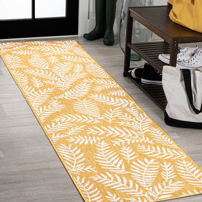 JONATHAN Y Palm Frond Indoor Outdoor Runner Rug 2X10 Orange/Cream, Nevis for Backyard, Patio, Porch, Easy-Cleaning, High Traffic, Pet-Friendly, Non-Shedding (SMB119E-210)