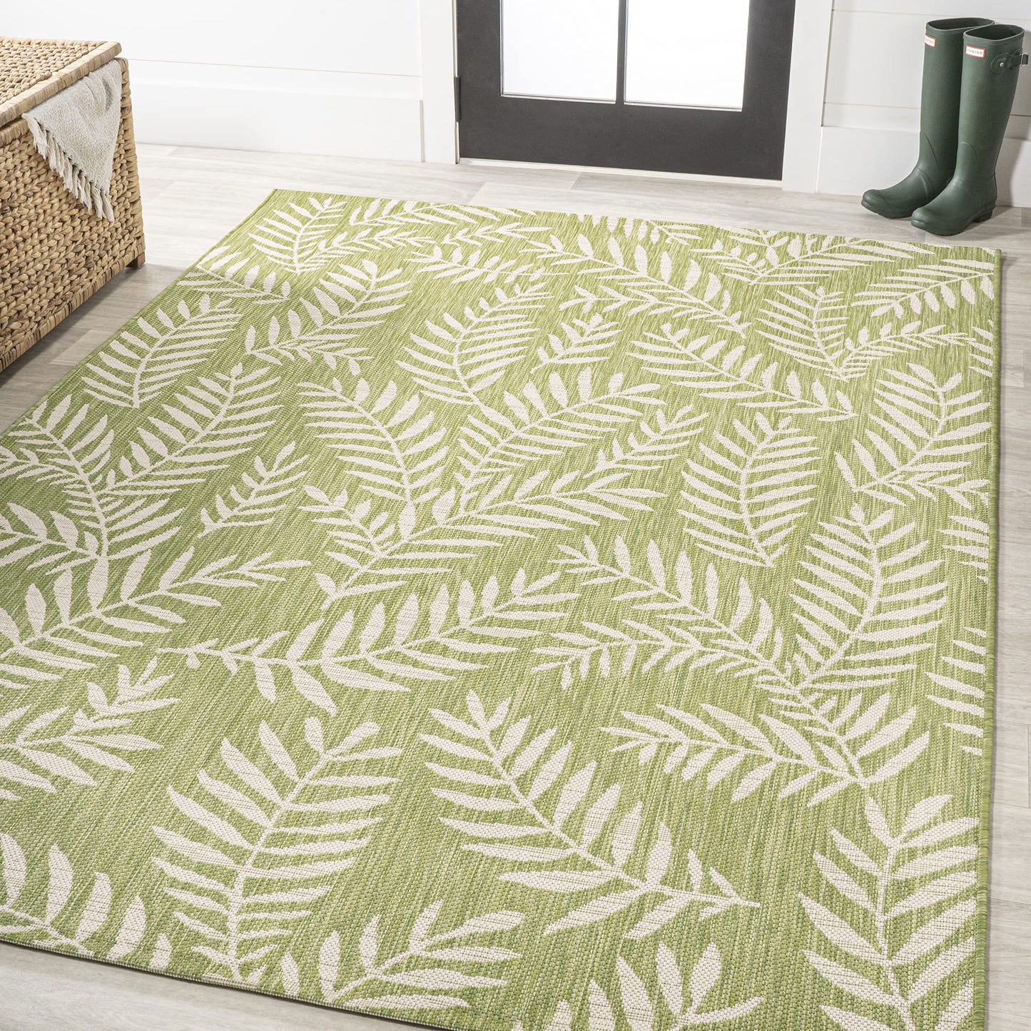 JONATHAN Y Palm Frond Indoor Outdoor Runner Rug 2X10 Orange/Cream, Nevis for Backyard, Patio, Porch, Easy-Cleaning, High Traffic, Pet-Friendly, Non-Shedding (SMB119E-210)