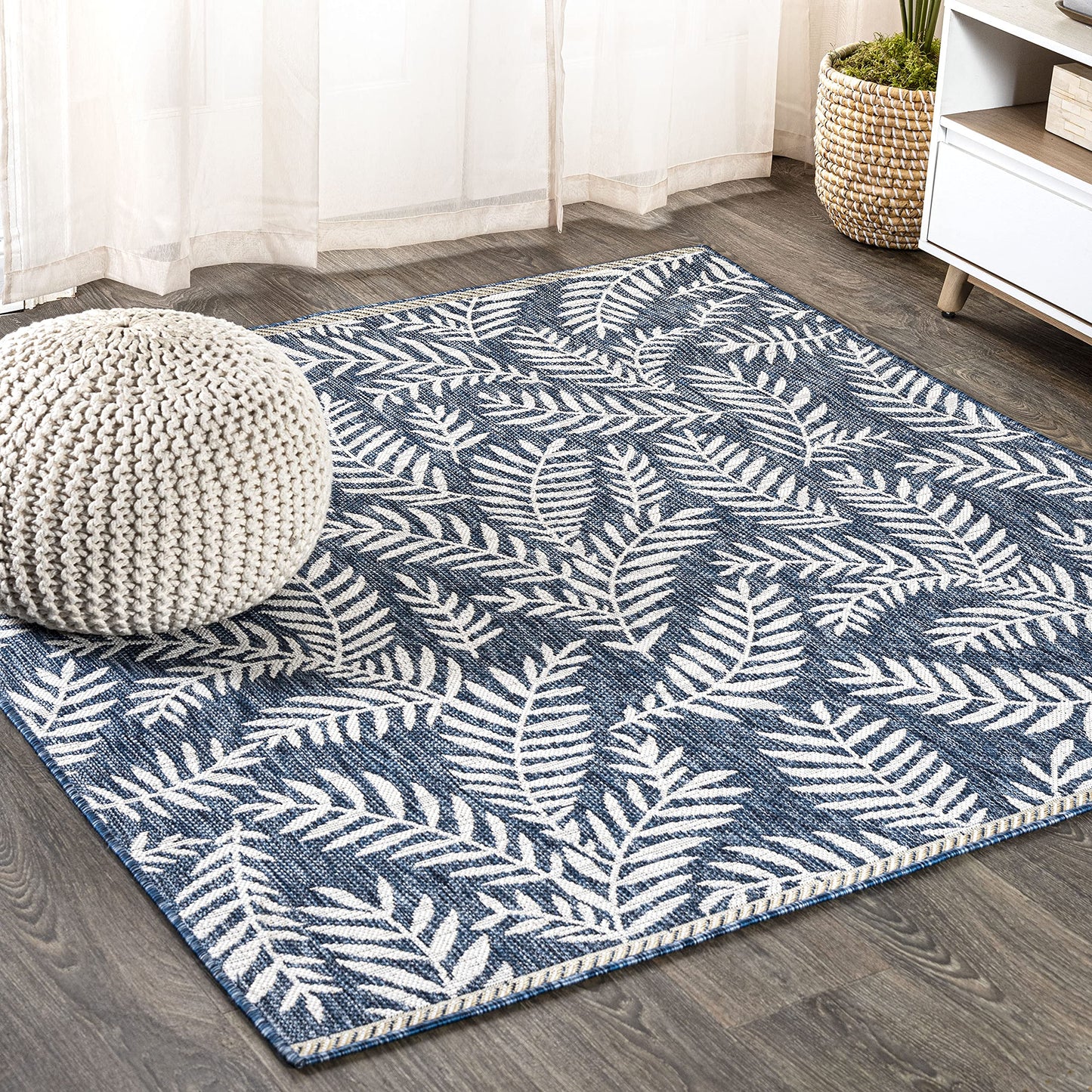 JONATHAN Y Palm Frond Indoor Outdoor Runner Rug 2X10 Orange/Cream, Nevis for Backyard, Patio, Porch, Easy-Cleaning, High Traffic, Pet-Friendly, Non-Shedding (SMB119E-210)