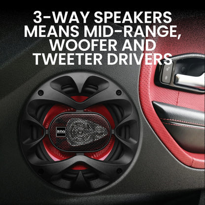 BOSS Audio Systems CH6530 Chaos Series 6,5 Zoll Auto Lautsprecher - 300 Watt (Paar), 3 Wege, Full Range, Hochtöner, Koaxial, Paarweise verkauft