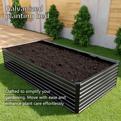 DIIYIV Galvanized Raised Garden Bed Kit Outdoor Patio,6x3x2ft Large Rectangular Metal Planter Boxes,Deep Root Box Planter for Gardening,Vegetables,Flowers,Herbs-Silver
