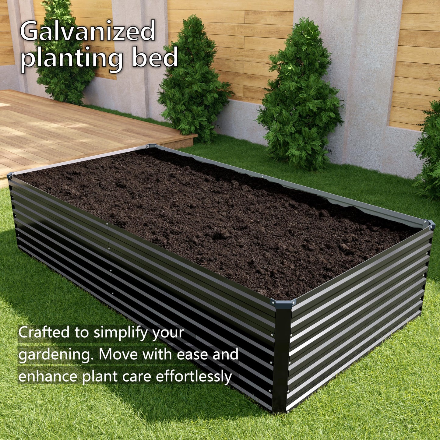 DIIYIV Galvanized Raised Garden Bed Kit Outdoor Patio,6x3x2ft Large Rectangular Metal Planter Boxes,Deep Root Box Planter for Gardening,Vegetables,Flowers,Herbs-Silver
