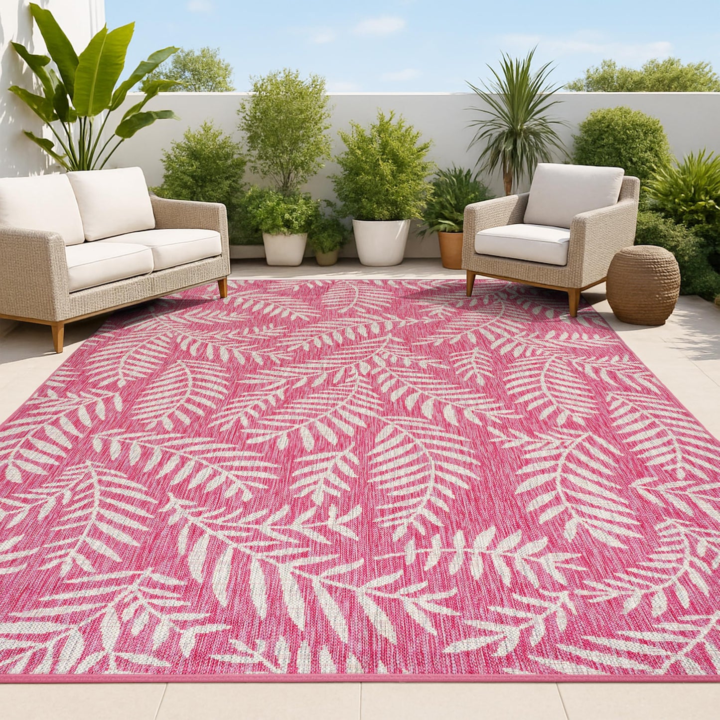 JONATHAN Y Palm Frond Indoor Outdoor Runner Rug 2X10 Orange/Cream, Nevis for Backyard, Patio, Porch, Easy-Cleaning, High Traffic, Pet-Friendly, Non-Shedding (SMB119E-210)