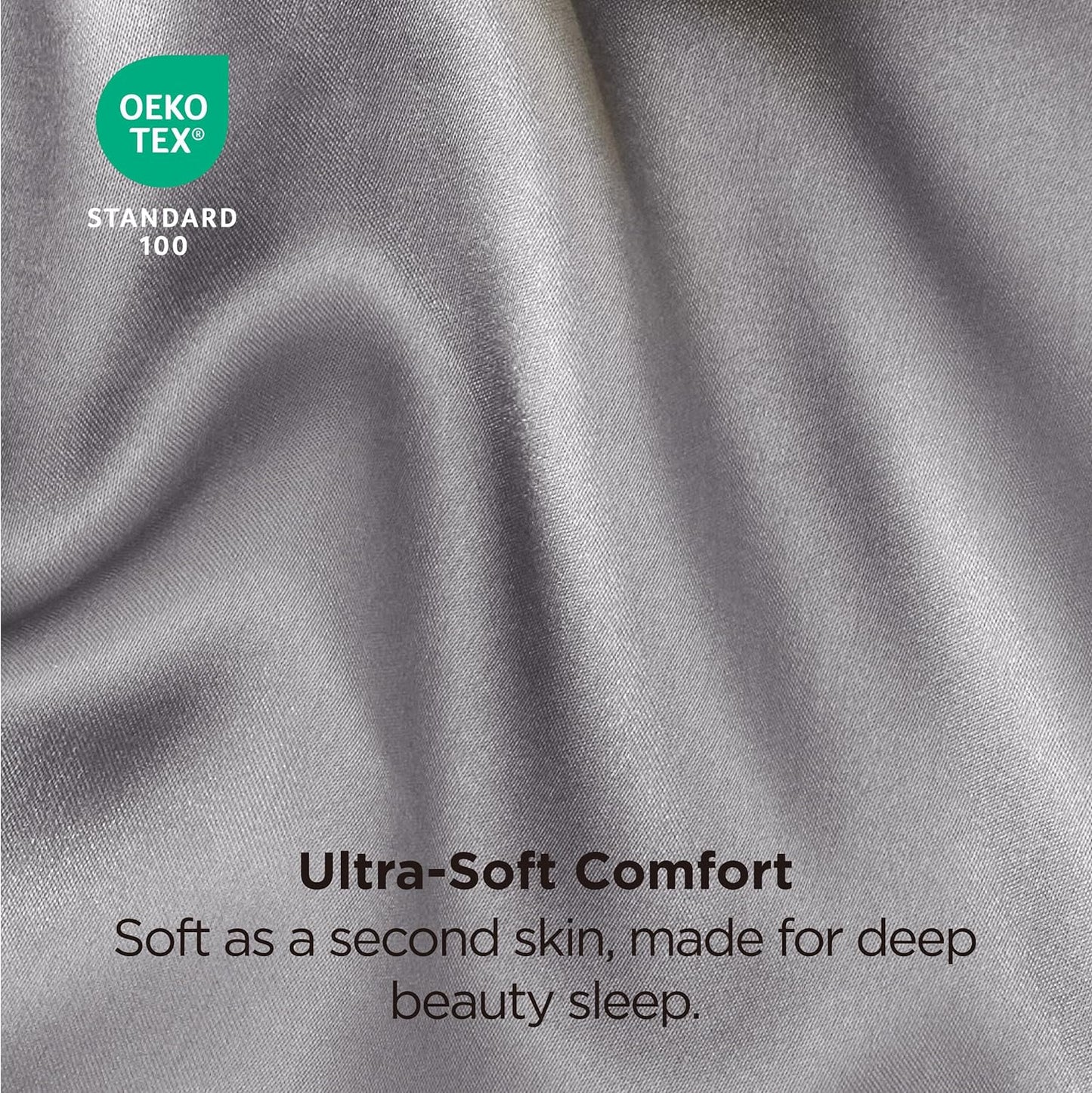 Bedsure Satin-Kissenbezug, Queen-Size, 2er-Pack, Seidenkissenbezügen ähnlich, seidige Kissenhüllen mit Hotelverschluss, Raumdeko, Valentinsgeschenke für Frauen und Männer, Grau, 50x75 cm