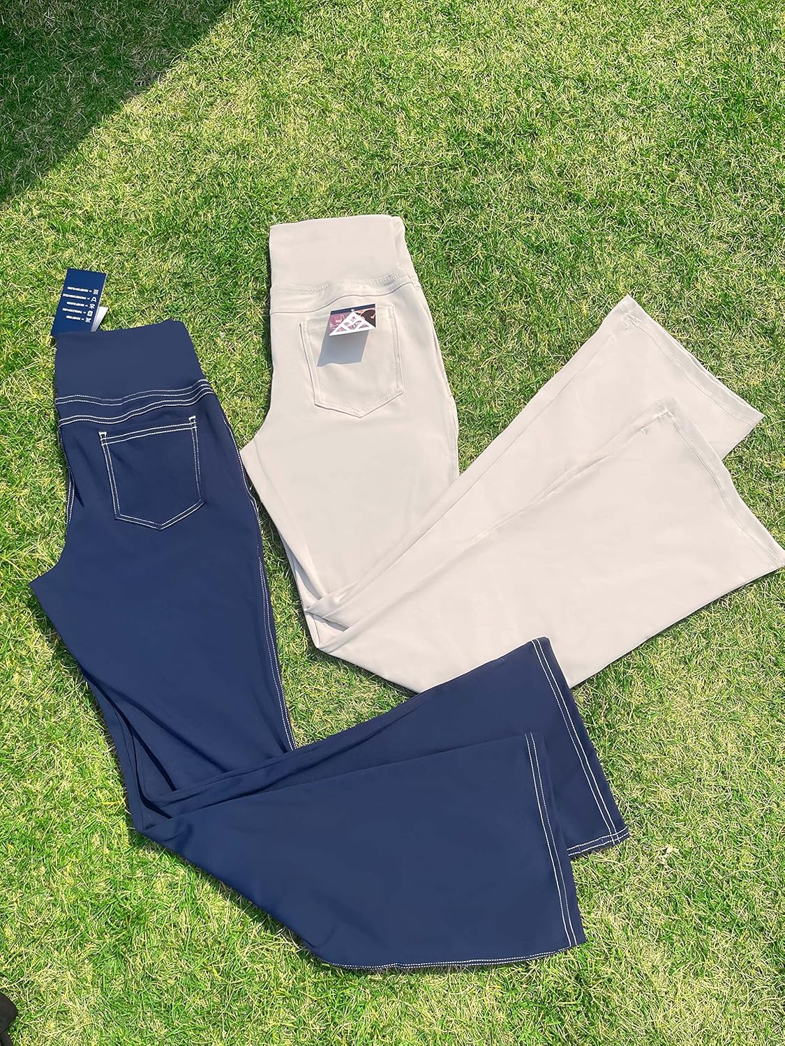 VOOVEEYA Lässige Bootcut Yoga-Hose für Damen, 4 Taschen – Schlagleggings, High Waist, Bauchkontrolle, Bootleg-Arbeitshose