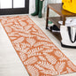 JONATHAN Y Palm Frond Indoor Outdoor Runner Rug 2X10 Orange/Cream, Nevis for Backyard, Patio, Porch, Easy-Cleaning, High Traffic, Pet-Friendly, Non-Shedding (SMB119E-210)