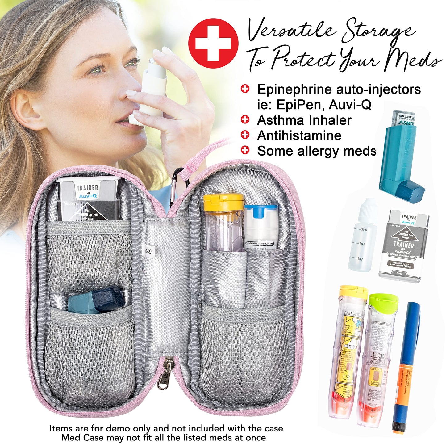 PracMedic Bags Epipen Carry Case– Insulated Epi Pens Carrying Case for Epipens, Auvi-Q, Inhaler, Allergy Medication & Diabetes Supply– Durable Emergency Medical Pouch for Travel (Red)