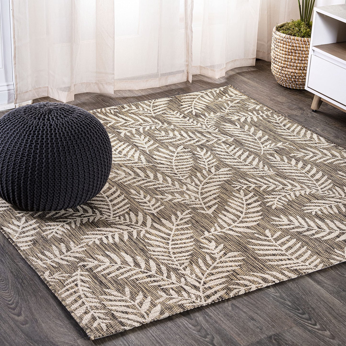 JONATHAN Y Palm Frond Indoor Outdoor Runner Rug 2X10 Orange/Cream, Nevis for Backyard, Patio, Porch, Easy-Cleaning, High Traffic, Pet-Friendly, Non-Shedding (SMB119E-210)