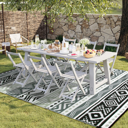 Lahome Outdoor Rugs 8x10 Waterproof, Reversible Outdoor Plastic Straw Rug for Camping Patio, RV Outdoor Rugs Outside, Outdoor Carpet for Porch Deck Backyard Picnic(Blue/Yellow,8'x 10')