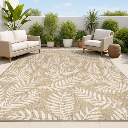 JONATHAN Y Palm Frond Indoor Outdoor Runner Rug 2X10 Orange/Cream, Nevis for Backyard, Patio, Porch, Easy-Cleaning, High Traffic, Pet-Friendly, Non-Shedding (SMB119E-210)