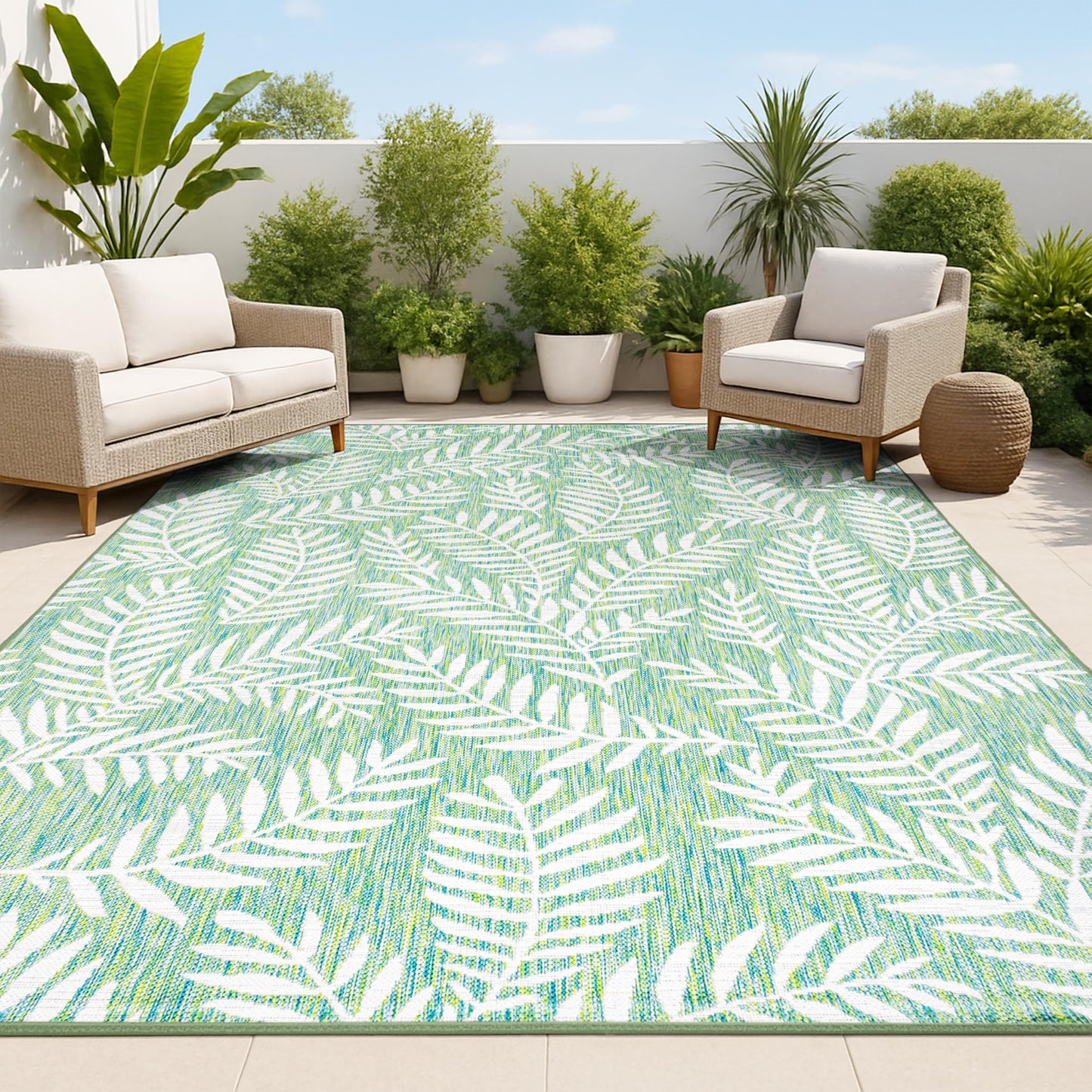 JONATHAN Y Palm Frond Indoor Outdoor Runner Rug 2X10 Orange/Cream, Nevis for Backyard, Patio, Porch, Easy-Cleaning, High Traffic, Pet-Friendly, Non-Shedding (SMB119E-210)