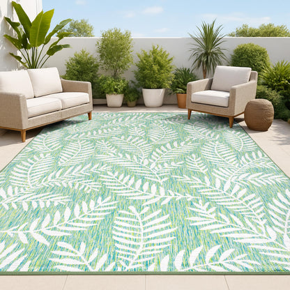 JONATHAN Y Palm Frond Indoor Outdoor Runner Rug 2X10 Orange/Cream, Nevis for Backyard, Patio, Porch, Easy-Cleaning, High Traffic, Pet-Friendly, Non-Shedding (SMB119E-210)