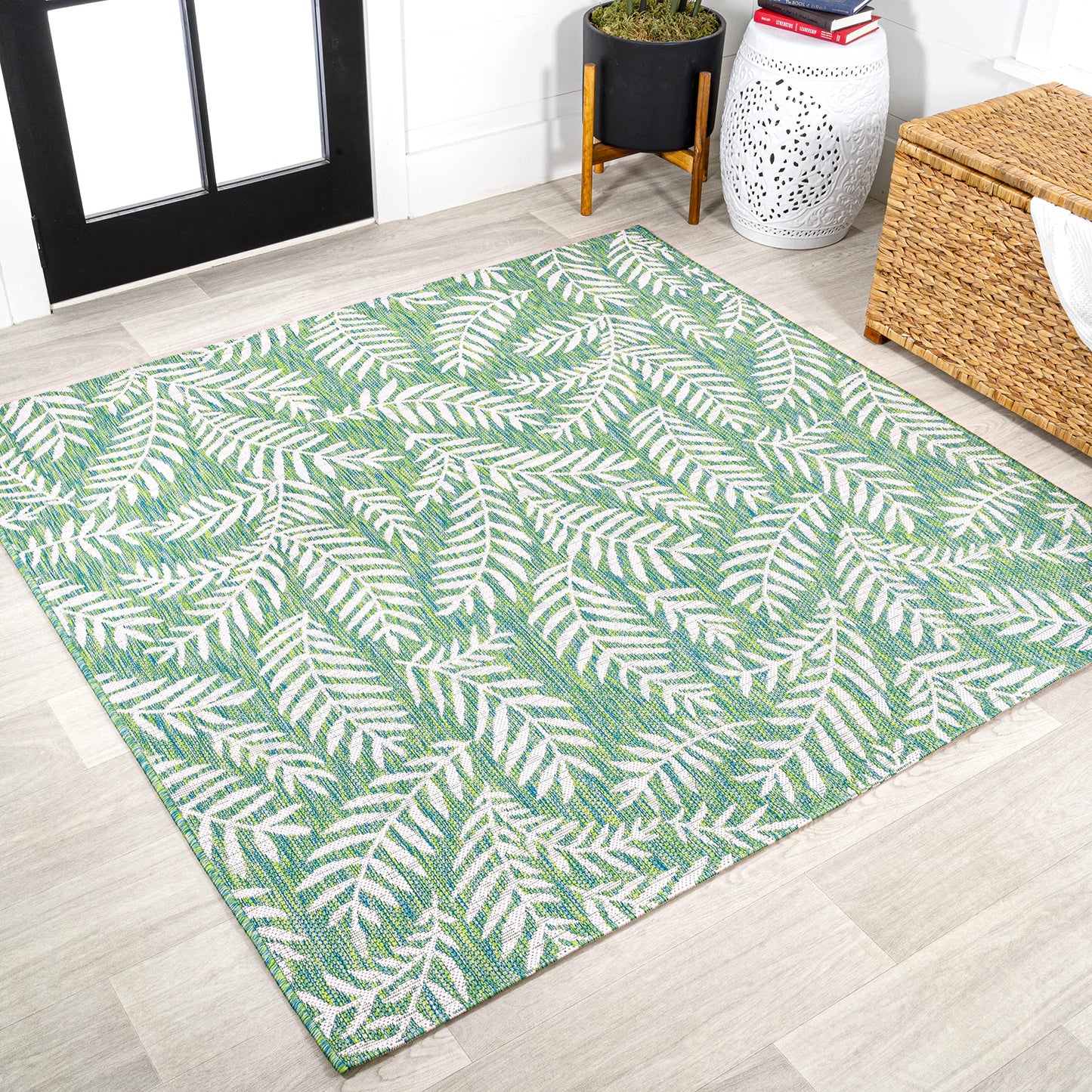 JONATHAN Y Palm Frond Indoor Outdoor Runner Rug 2X10 Orange/Cream, Nevis for Backyard, Patio, Porch, Easy-Cleaning, High Traffic, Pet-Friendly, Non-Shedding (SMB119E-210)